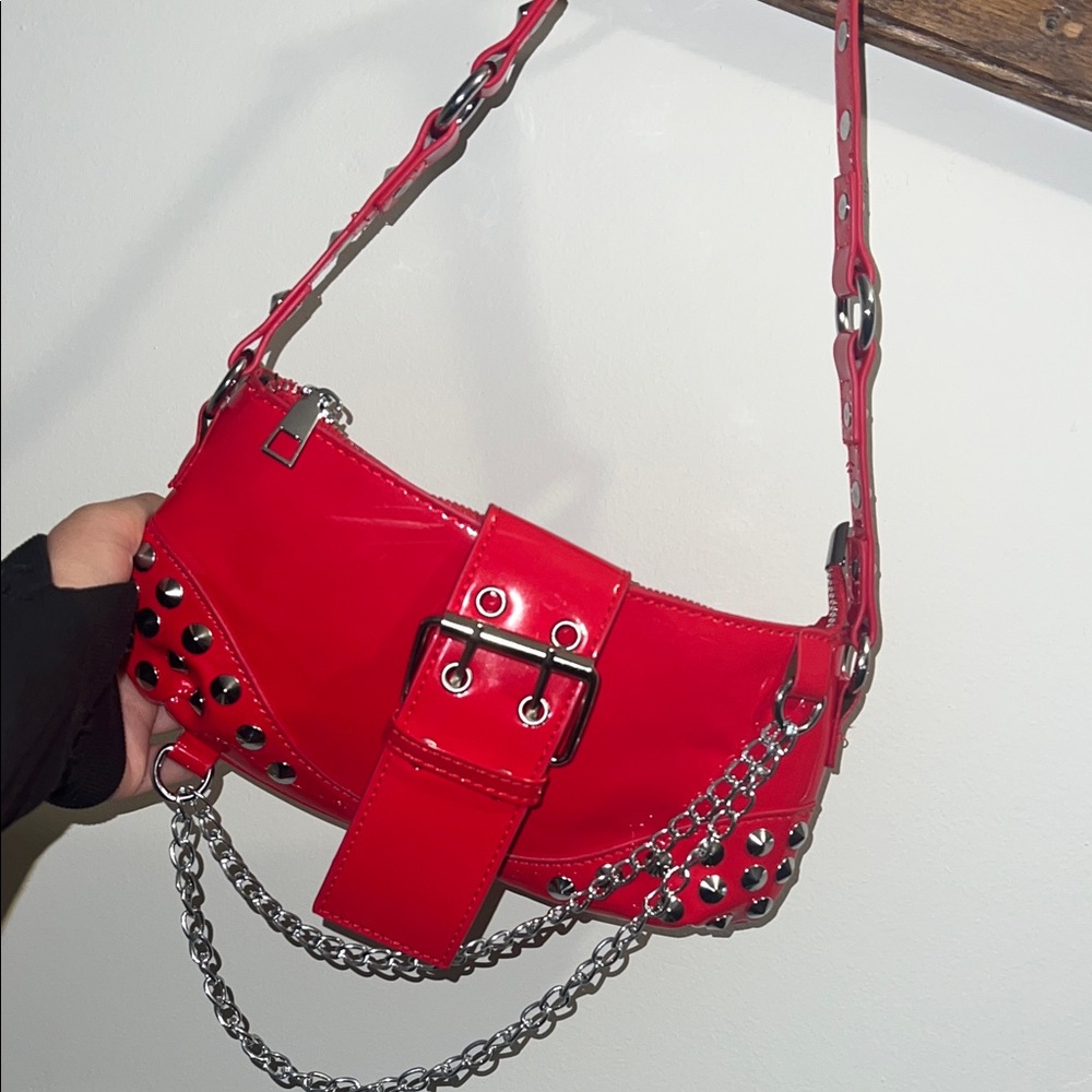 Red Studded Women's Bag
